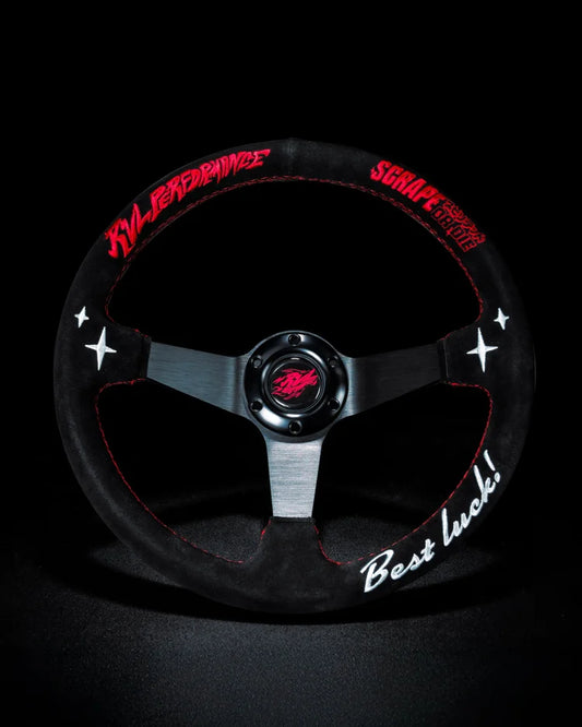 Scrape or Die X RVL Performance (Best Luck!) Suede Steering Wheel